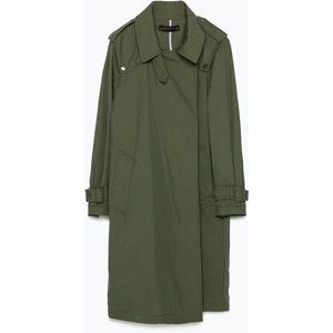 ‼️SOLD‼️ ZARA Oversized Cotton Green Trench SZ S